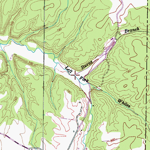 Topographic Map of Burns Branch, TN