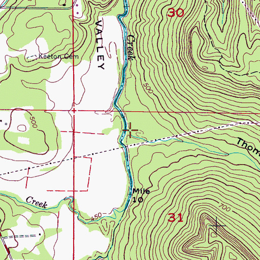 Topographic Map of Thompson Hollow, AL