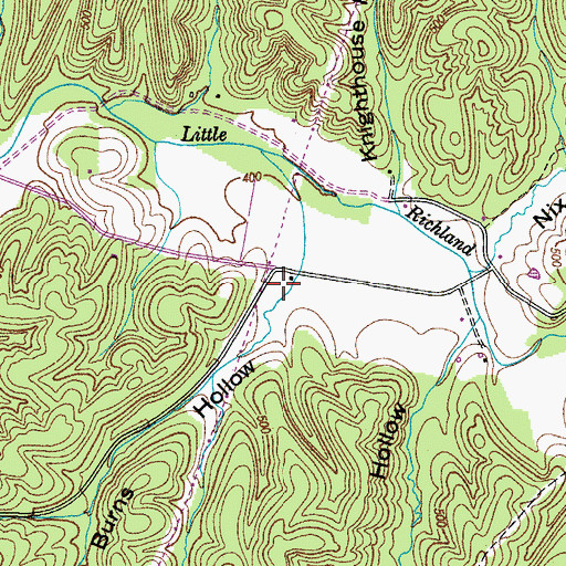 Topographic Map of Burns Hollow, TN