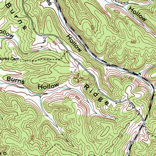 Topographic Map of Burns Ridge, TN