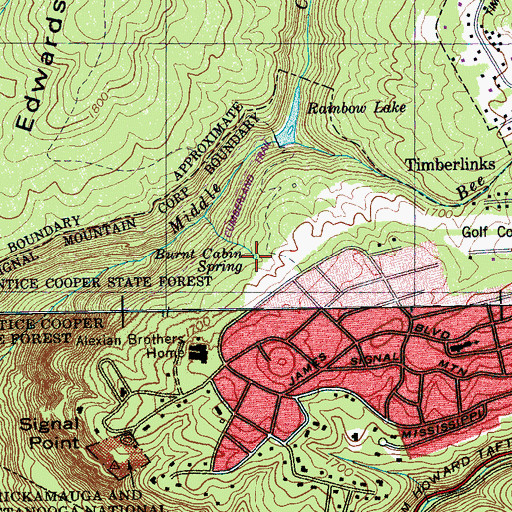 Topographic Map of Burnt Cabin Spring, TN