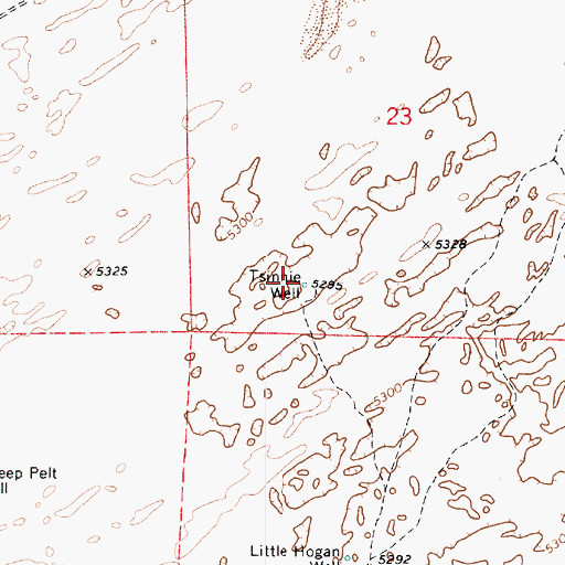 Topographic Map of Tsinnie Well, AZ