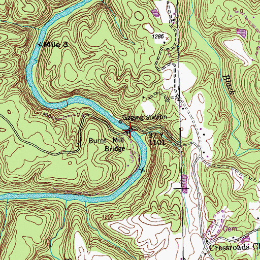 Topographic Map of Burnt Mill Bridge, TN