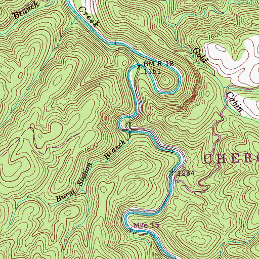 Topographic Map of Burnt Station Branch, TN