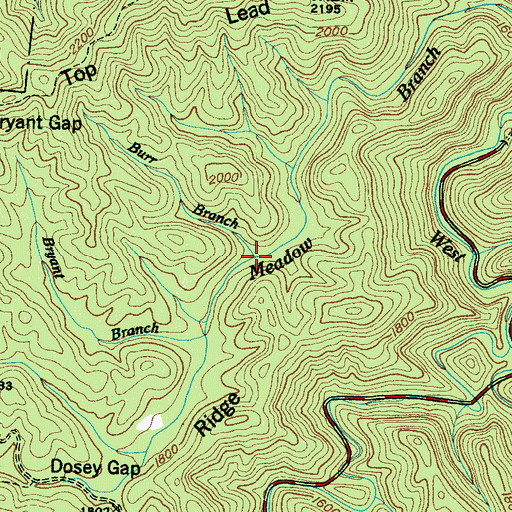 Topographic Map of Burr Branch, TN