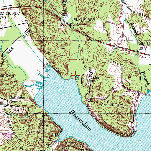 Topographic Map of Burrell Branch, TN