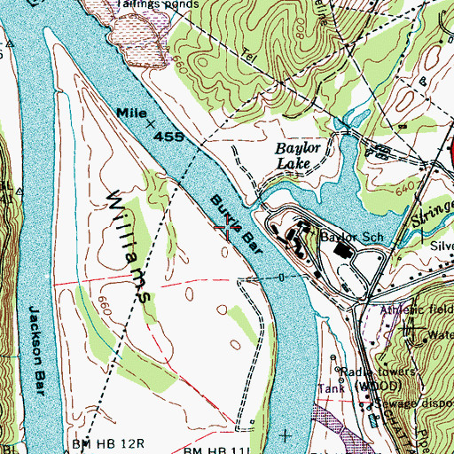 Topographic Map of Burris Bar, TN