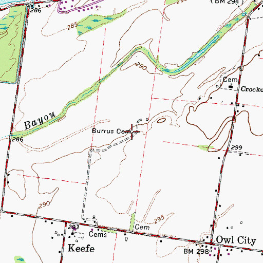 Topographic Map of Burrus Cemetery, TN