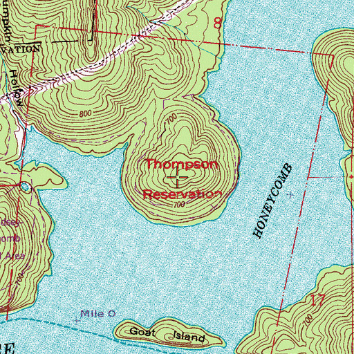 Topographic Map of Thompson Reservation (historical), AL