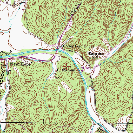 Topographic Map of Busby Cemetery, TN