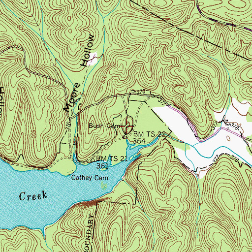 Topographic Map of Bush Cemetery, TN