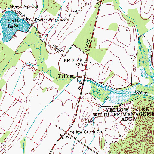 Topographic Map of Bush Creek, TN