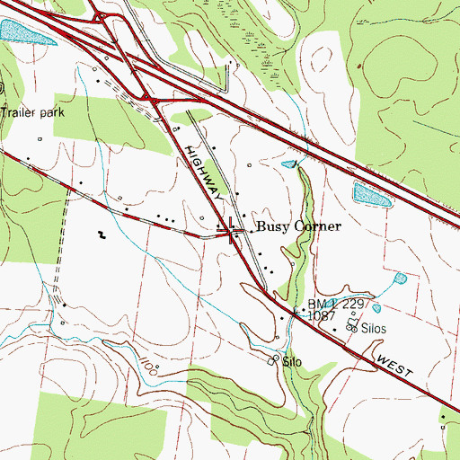 Topographic Map of Busy Corner, TN