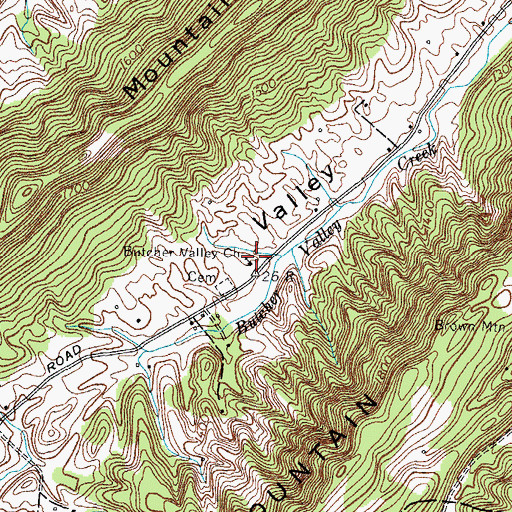 Topographic Map of Butcher Valley Church, TN