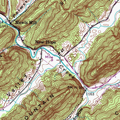 Topographic Map of Butcher Valley Creek, TN