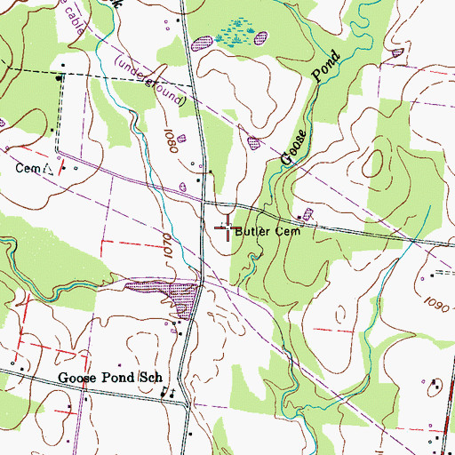 Topographic Map of Butler Cemetery, TN
