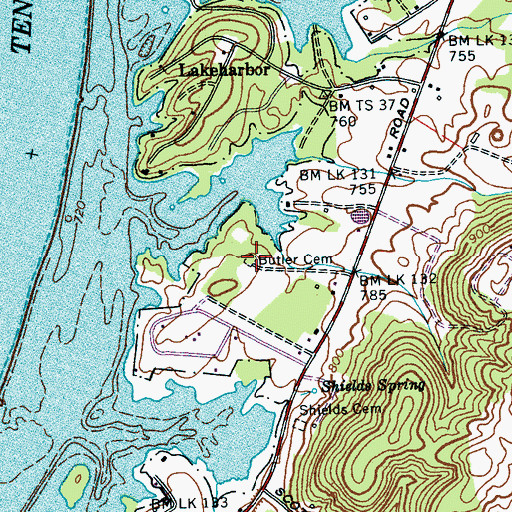 Topographic Map of Butler Cemetery, TN