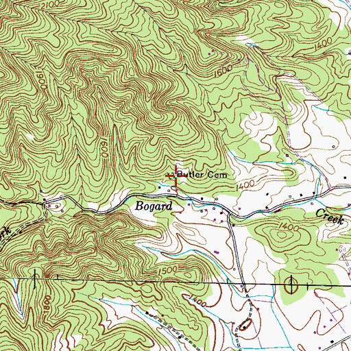Topographic Map of Butler Cemetery, TN
