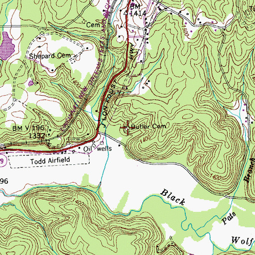 Topographic Map of Butler Cemetery, TN