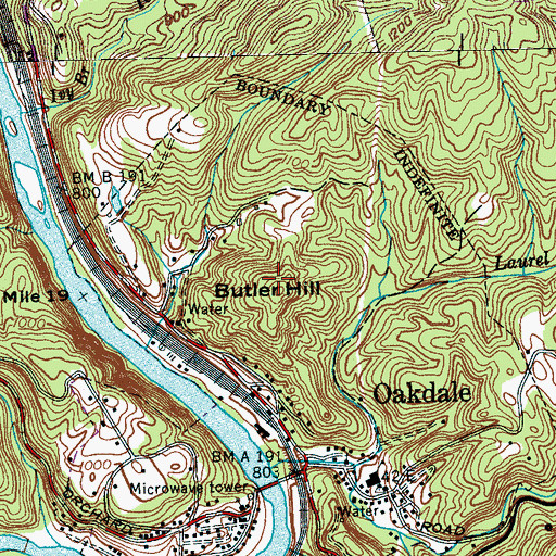 Topographic Map of Butler Hill, TN
