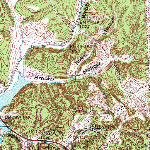 Topographic Map of Butler Hollow, TN