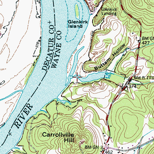 Topographic Map of Buttam Hollow, TN