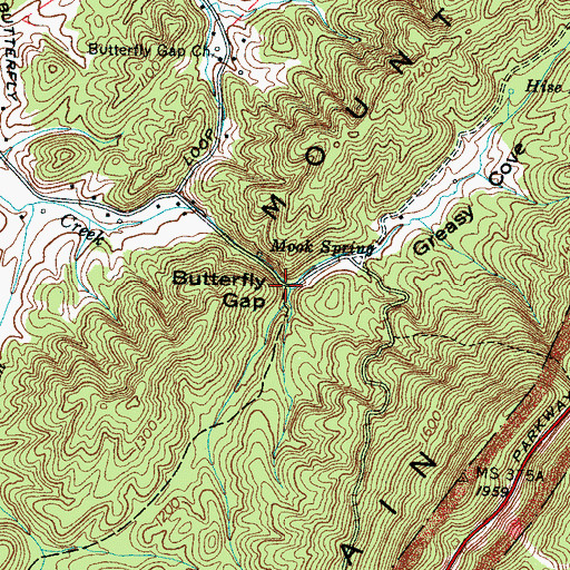 Topographic Map of Butterfly Gap, TN