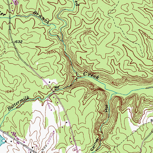 Topographic Map of Buttermilk Branch, TN