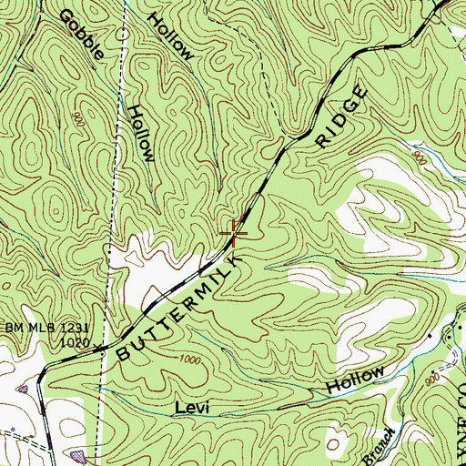 Topographic Map of Buttermilk Ridge, TN