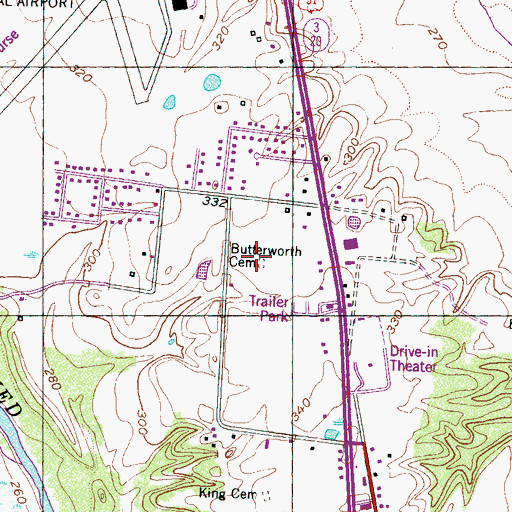 Topographic Map of Butterworth Cemetery, TN