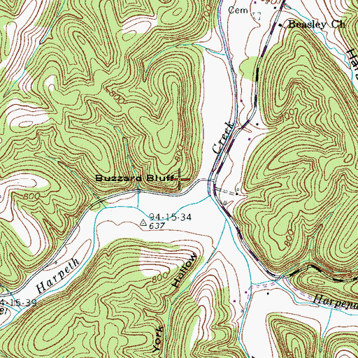Topographic Map of Buzzard Bluff, TN
