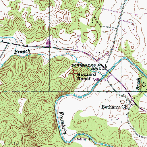 Topographic Map of Buzzard Roost, TN