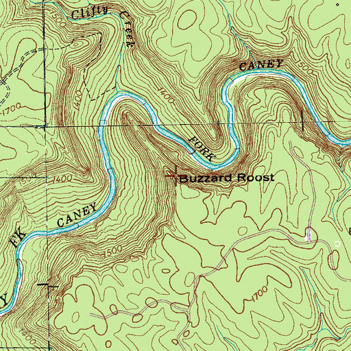 Topographic Map of Buzzard Roost, TN