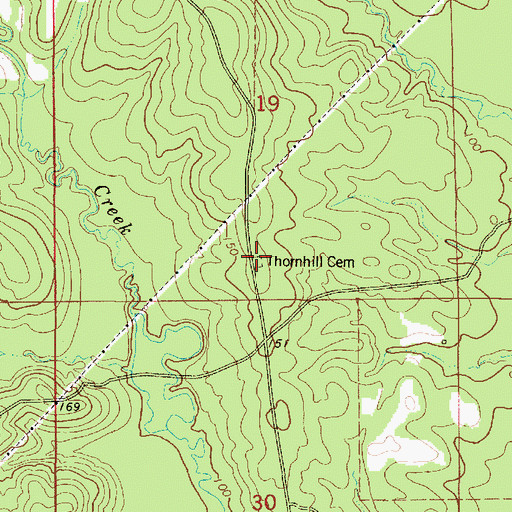Topographic Map of Thornhill Cemetery, AL
