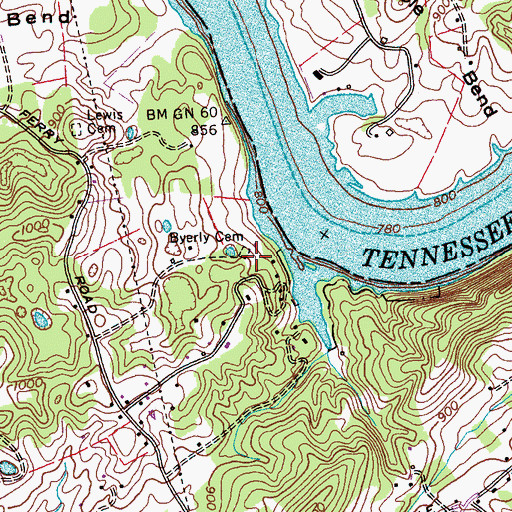 Topographic Map of Byerly Cemetery, TN