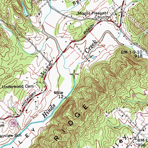 Topographic Map of Byrams Fork, TN