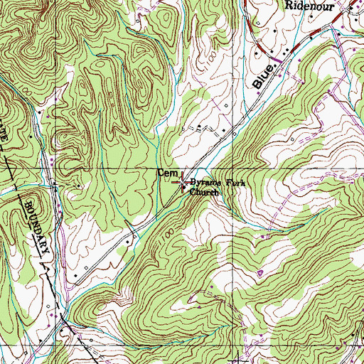 Topographic Map of Byrams Fork Church, TN