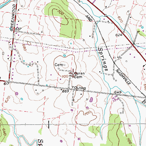 Topographic Map of Byran Cemetery, TN