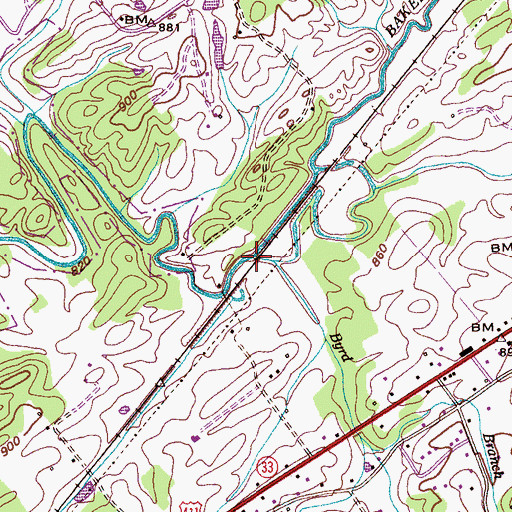Topographic Map of Byrd Branch, TN