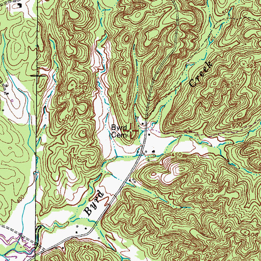 Topographic Map of Byrd Cemetery, TN