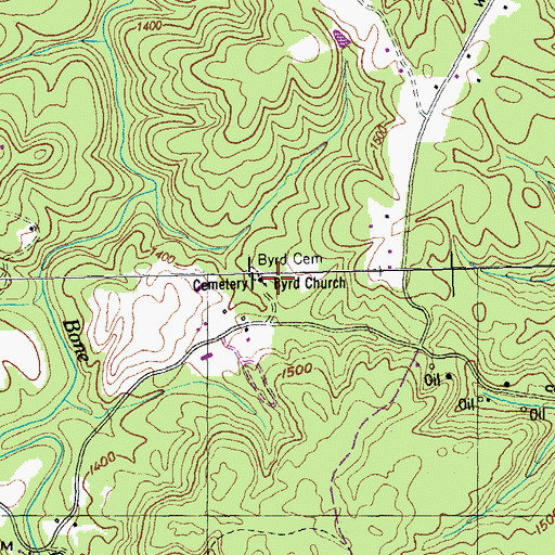 Topographic Map of Byrd Church, TN