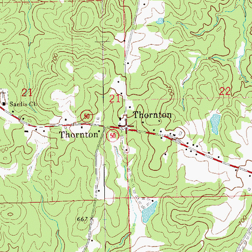 Topographic Map of Thornton, AL