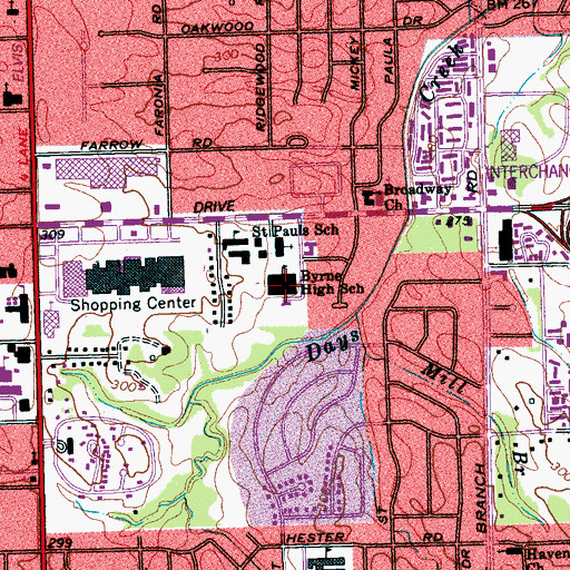 Topographic Map of Byrne High School, TN