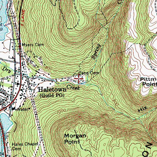 Topographic Map of Cabe Cemetery, TN