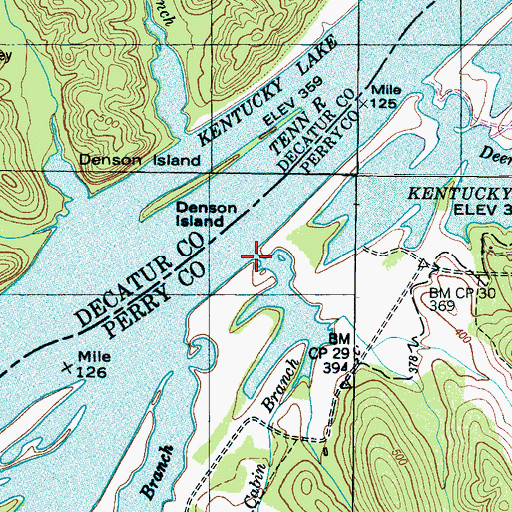 Topographic Map of Cabin Branch, TN