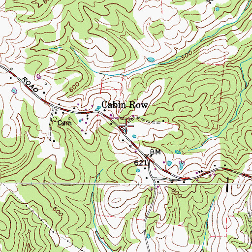 Topographic Map of Cabin Row, TN