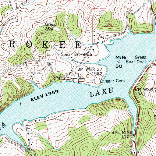 Topographic Map of Cable Cemetery, TN