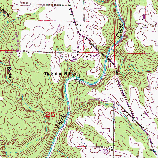 Topographic Map of Thornton Bridge, AL