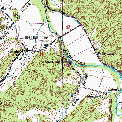 Topographic Map of Cagle Cemetery, TN