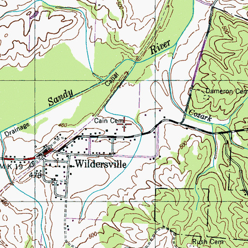 Topographic Map of Cain Cemetery, TN